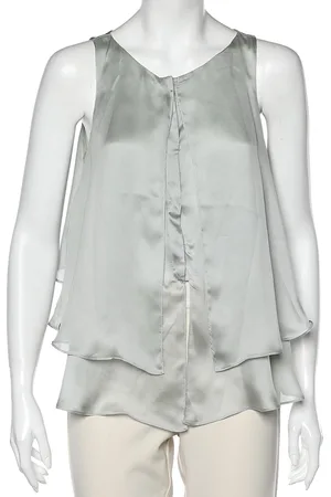 Emporio Armani Pale Silk Layered Sleeveless Button Front Top M