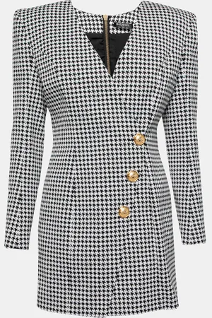 Balmain Monochrome Houndstooth Jacquard Mini Dress M