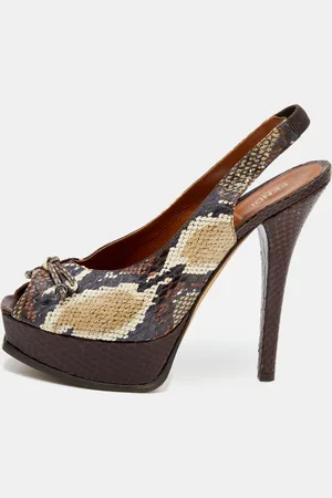 Fendi Python sta Peep Toe Platform Slingback Pumps Size 41