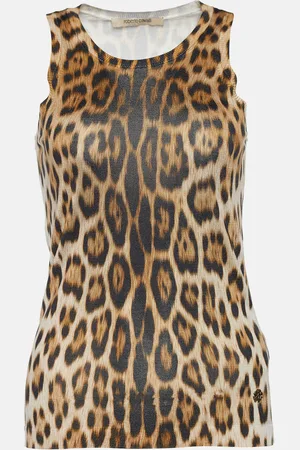 Roberto Cavalli Leopard Print Knit Tank Top S