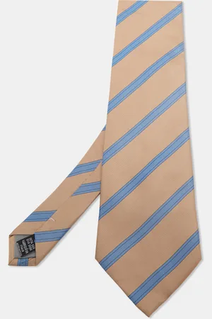 VALENTINO Beige & Diagonal Striped Silk Vintage Tie