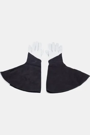 LOUIS VUITTON Black & Suede & Leather Gloves S