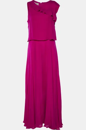 Emporio Armani Silk Ruffle Overlay Detail Sleeveless Maxi Dress M