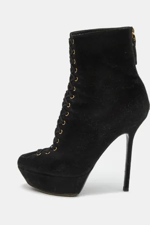 Sergio Rossi Suede Lace Up Platform Ankle Boots Size 39