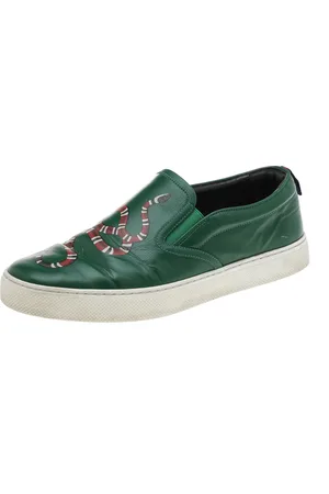 Gucci Leather Dublin Snake Print Slip On Sneakers Size 42