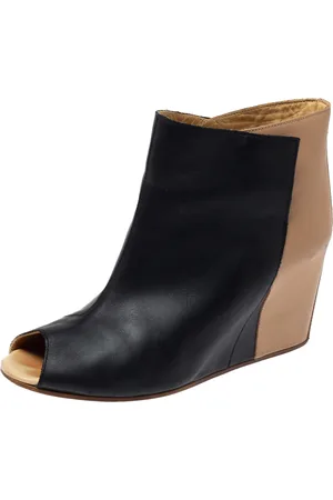 Maison Margiela /Beige Leather Peep Toe Ankle Boots Size 39