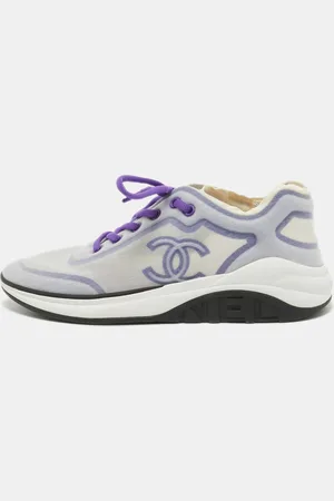 CHANEL /White Mesh Interlocking CC Logo Sneakers Size 40.5