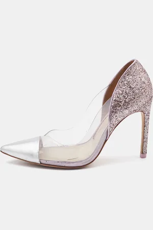SOPHIA WEBSTER Silver/Pink Leather, PVC and Glitter Daria Pointed Toe Pumps Size 36.5