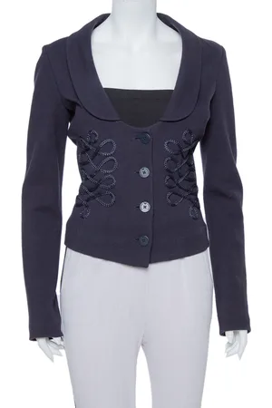 Emporio Armani Cotton Knit Trim Detail Collared Jacket M