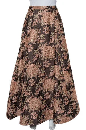 ALICE+OLIVIA Lurex Floral Jacquard Pleated Rachelle Maxi Skirt S