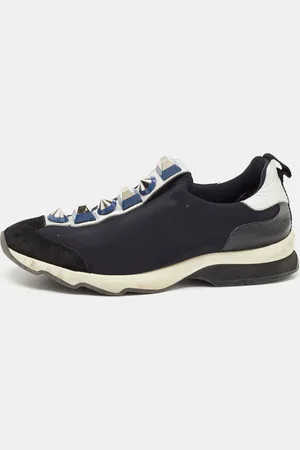 Fendi Neoprene and Leather Studded Slip On Sneakers Size 40