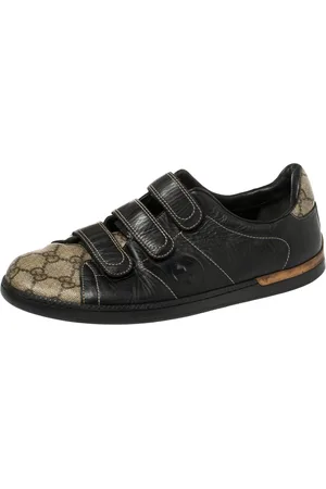 Gucci Beige/ GG Supreme Canvas And Leather Velcro Sneakers Size 40