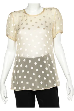 Giorgio Armani Polka Dot Silk Button Back Top L