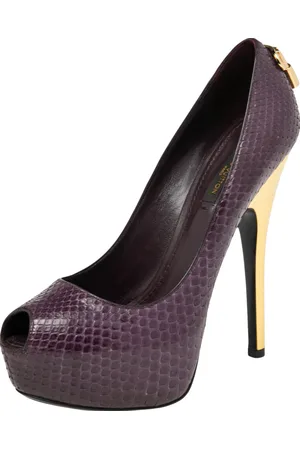 LOUIS VUITTON Python Oh Really! Peep Toe Platform Pumps Size 36.5