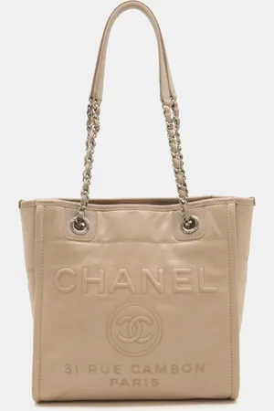 CHANEL Leather Small Deauville Tote Bag