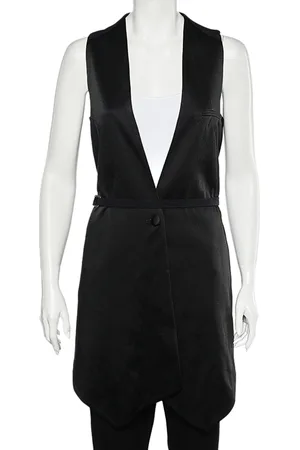 Givenchy Two Tone Sateen Belted Asymmetric Hem Vest M
