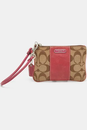 Coach /Pink Signature Canvas and Leather Wristlet Pouch