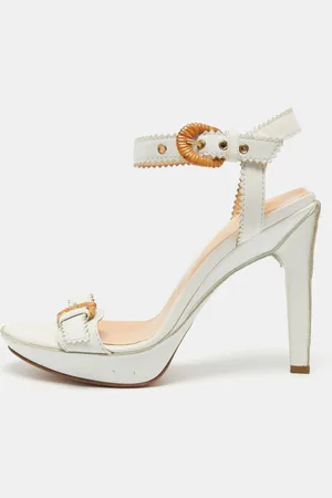 Sergio Rossi Leather Buckle Toe Platform Sandals Size 38