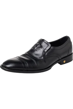 VERSACE Leather Medusa Embellished Slip On Oxford Size 40