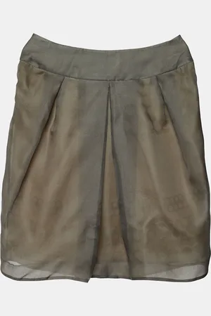 VALENTINO Silk Pleat Detail Skirt L