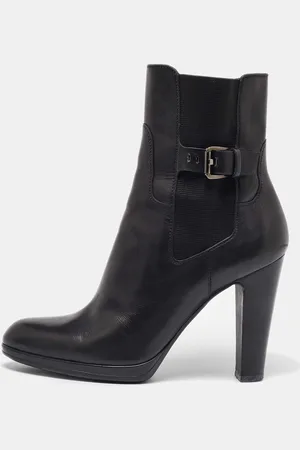 Sergio Rossi Leather Buckle Detail Ankle Boots Size 40