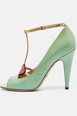 Gucci Patent Leather Molina Peep Toe Pumps Size 39