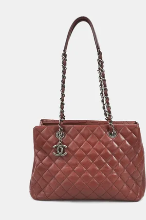CHANEL Bordeaux Quilted Caviar Large City Shopping Tote Bag