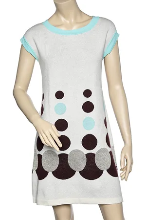 Kenzo Off Circle Patterned Cotton Knit Shift Dress S