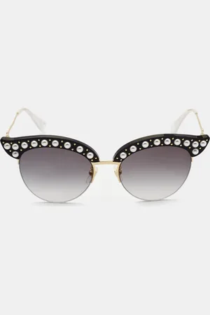 Gucci Gradient GG0212S Pearl Studded Cat Eye Sunglasses