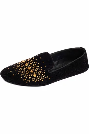 Bottega Veneta Interecciato Suede Studded Smoking Slippers Size 36