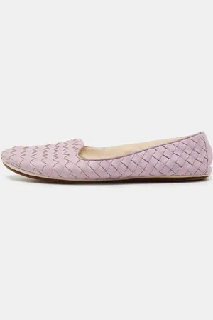 Bottega Veneta Lilac Intrecciato Leather Smoking Slippers Size 36.5