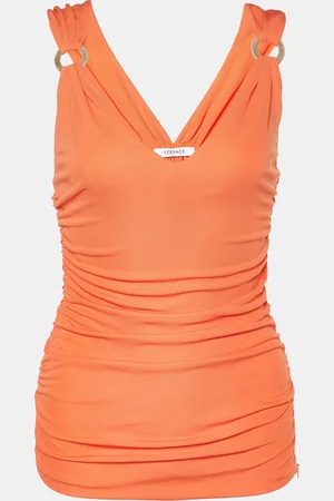VERSACE Jersey Ruched Sleeveless Top S