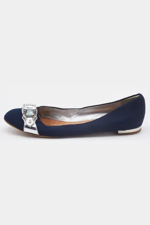 Giuseppe Zanotti Canvas Crystals Embellishment Ballet Flats Size 40.5