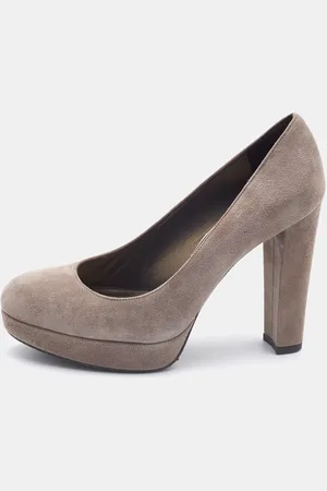 Stuart Weitzman Grey Suede Block Heel Pumps Size 37.5