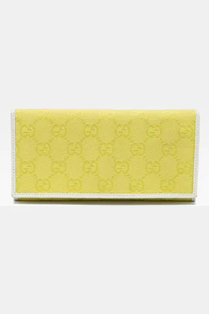 Gucci /White GG Canvas and Leather Continental Wallet
