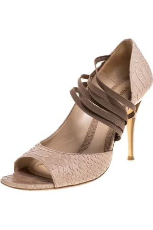 Fendi Python Embossed Leather Strappy Half D
