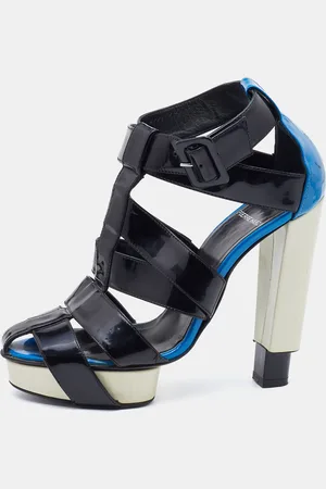 Pierre Hardy /Blue Patent Leather Caged Ankle Strap Sandals Size 38