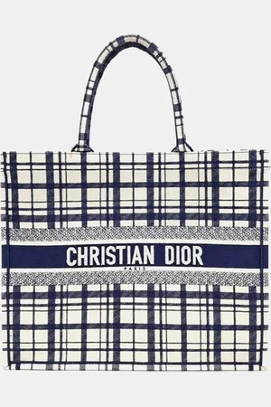 Dior Navy Blue/Ivory Oblique Canvas Book Tote Bag