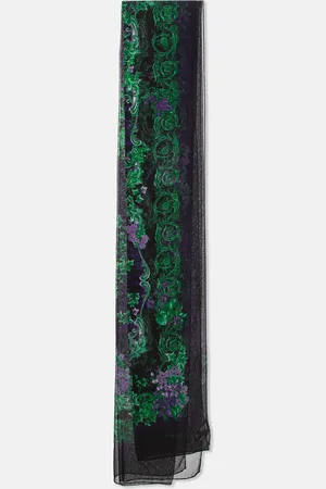 VERSACE & Purple Floral Print Silk Stole