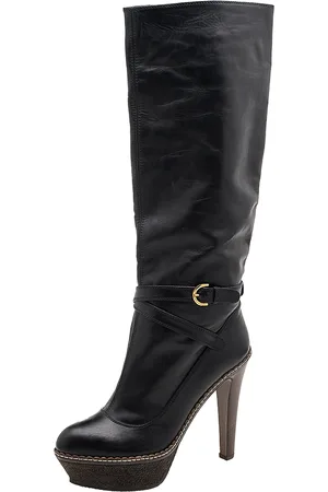 Sergio Rossi Leather Platform Knee Length Boots Size 39