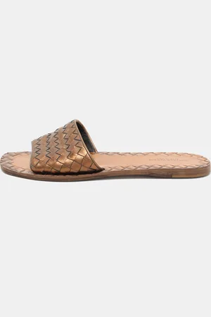Bottega Veneta Intrecciato Leather Flat Slides Size 37
