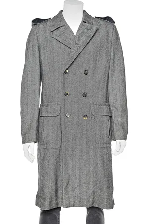 Roberto Cavalli Wool Herringbone Double Breasted Coat XL