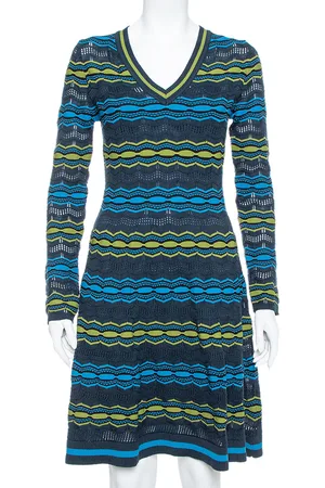 Missoni M Perforated Knit Fit & Flare Midi Dress M