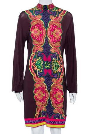 Roberto Cavalli Printed Wool Knit Shift Dress L