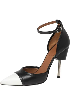 Givenchy /White Leather Screw Heel Ankle-Strap Pumps Size 36