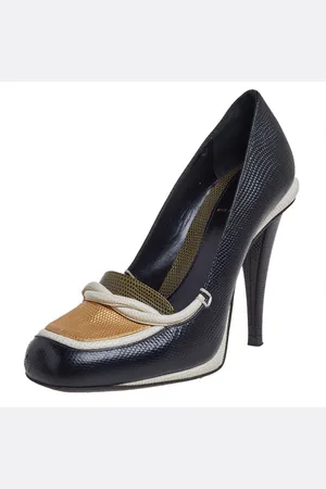 Fendi /White Lizard Embossed Leather Pumps Size 38