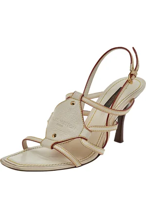 LOUIS VUITTON Leather Ankle Strap Sandals Size 36.5