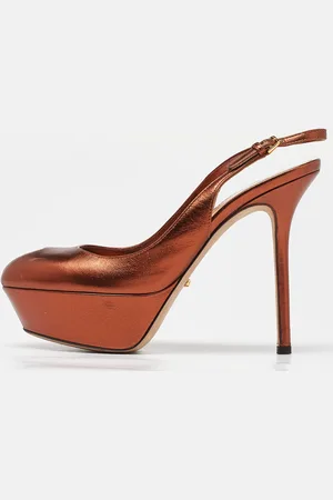 Sergio Rossi Brown Leather Cachet Peep Toe Platform Slingback Sandals Size 36.5