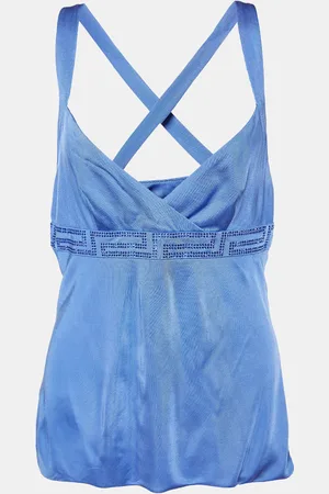 VERSACE Jersey Crystal Greca Embellished Tank Top M