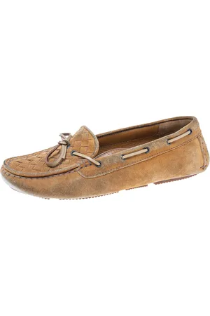 Bottega Veneta Intrecciato Suede Bow Slip-On Loafers Size 37